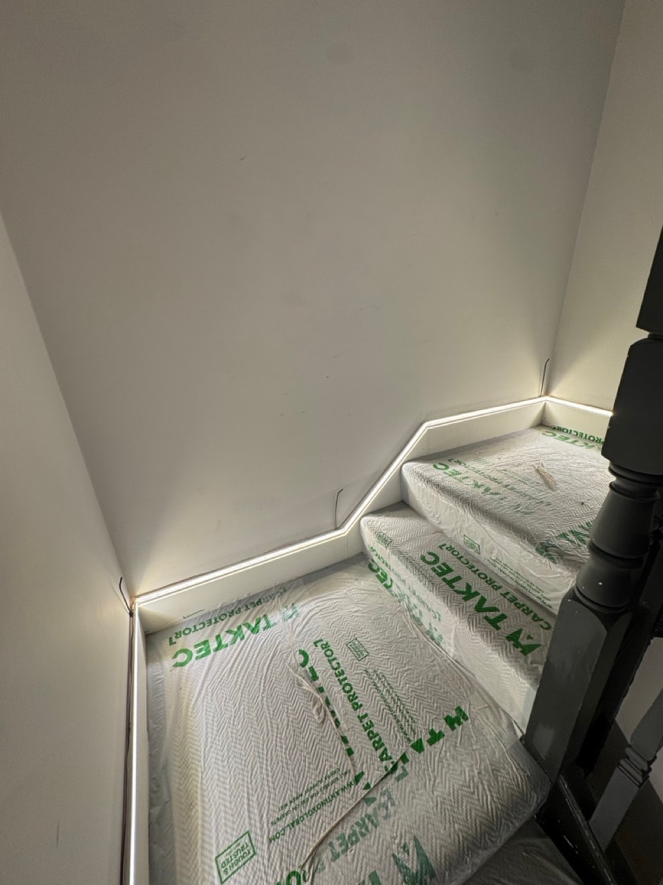 Completed staircase lighting installation