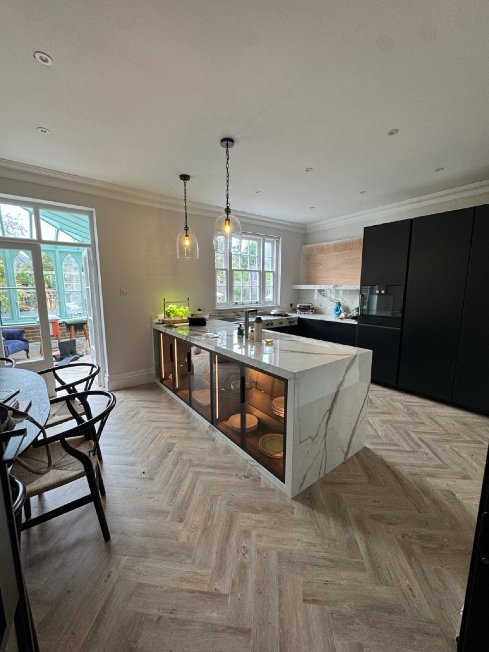 Completed kitchen lighting scheme